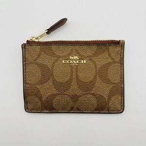 Coach Tan and Brown Monogram Keychain Wallet-NWT